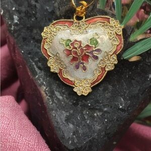 Elegant Gold and Pink Heart Pendant